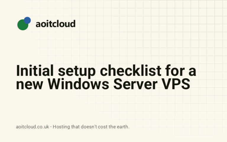 Initial setup checklist for a new Windows Server VPS — AOIT Cloud knowledge base